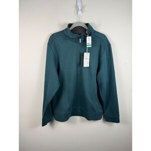 *NWT* Tommy Bahama Mens New Castle Half Zip Pullover Forest Green Herringbone